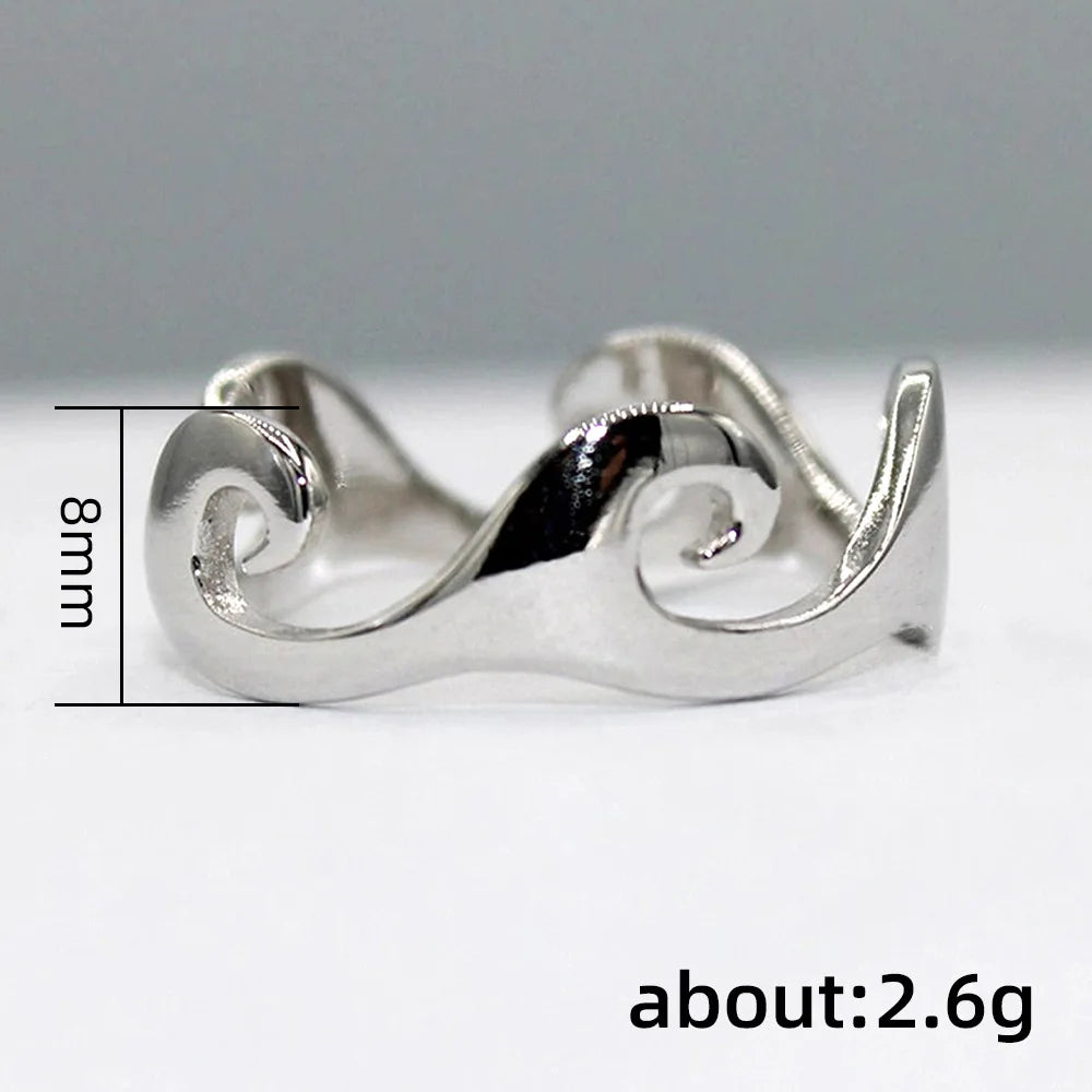 Irregular Wave Polished Index Finger Ring for Men Women, Minimalist Unisex Band with Smooth Style