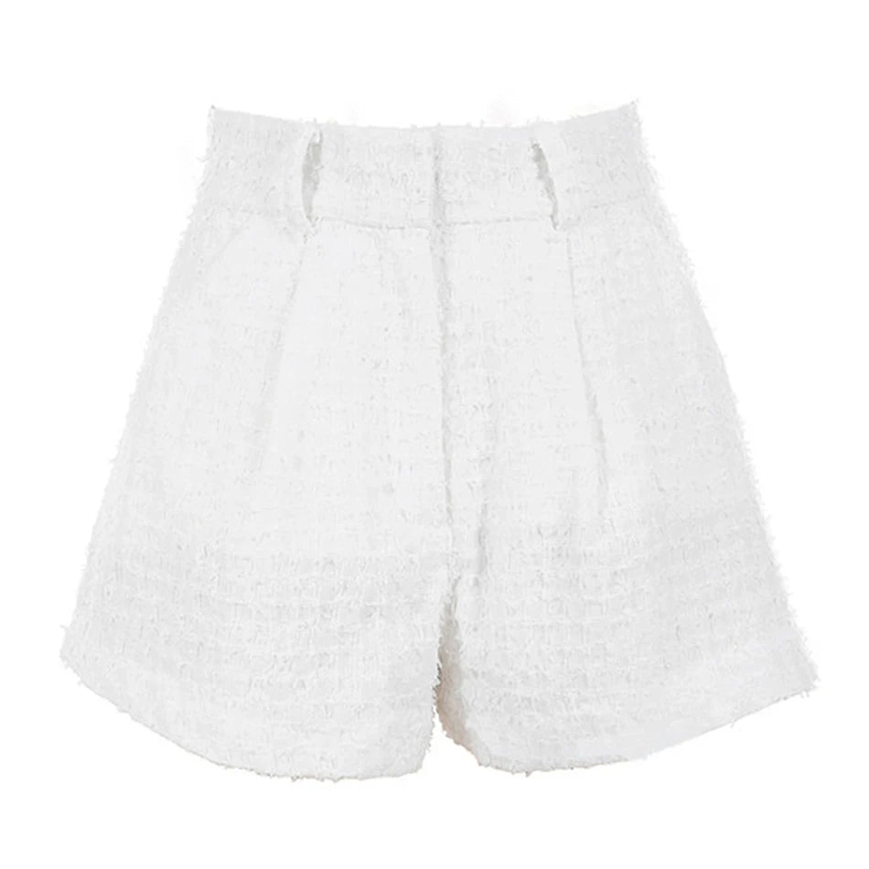 Two Piece Set Women Off Shoulder Puff Sleeve Short Crop Top High Waist Wide Shorts Tracksuit Sexy Conjunto Femenino 2 Piece Set
