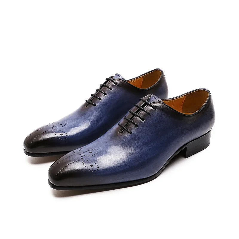 Elegant Black Wholecut Oxford Shoes with Perforated Toe Design Luxury Handcrafted Black Leather Formal Shoes for Men