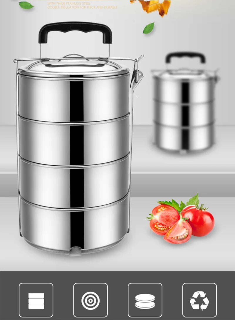 Multi-layer Stainless Steel Lunch Box Large Capacity Adult Camping Bento Box Kids Worker Portable Meal Food Containers BPA free