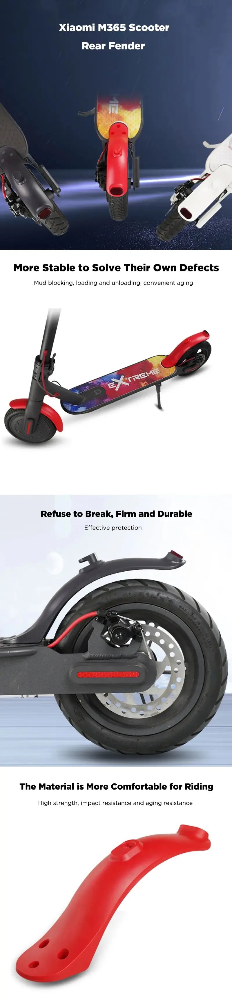 Short Ducktail Fender For Xiaomi M365 Pro 1S Electric Scooter Kickscooter Rear Mudguard Fender Parts
