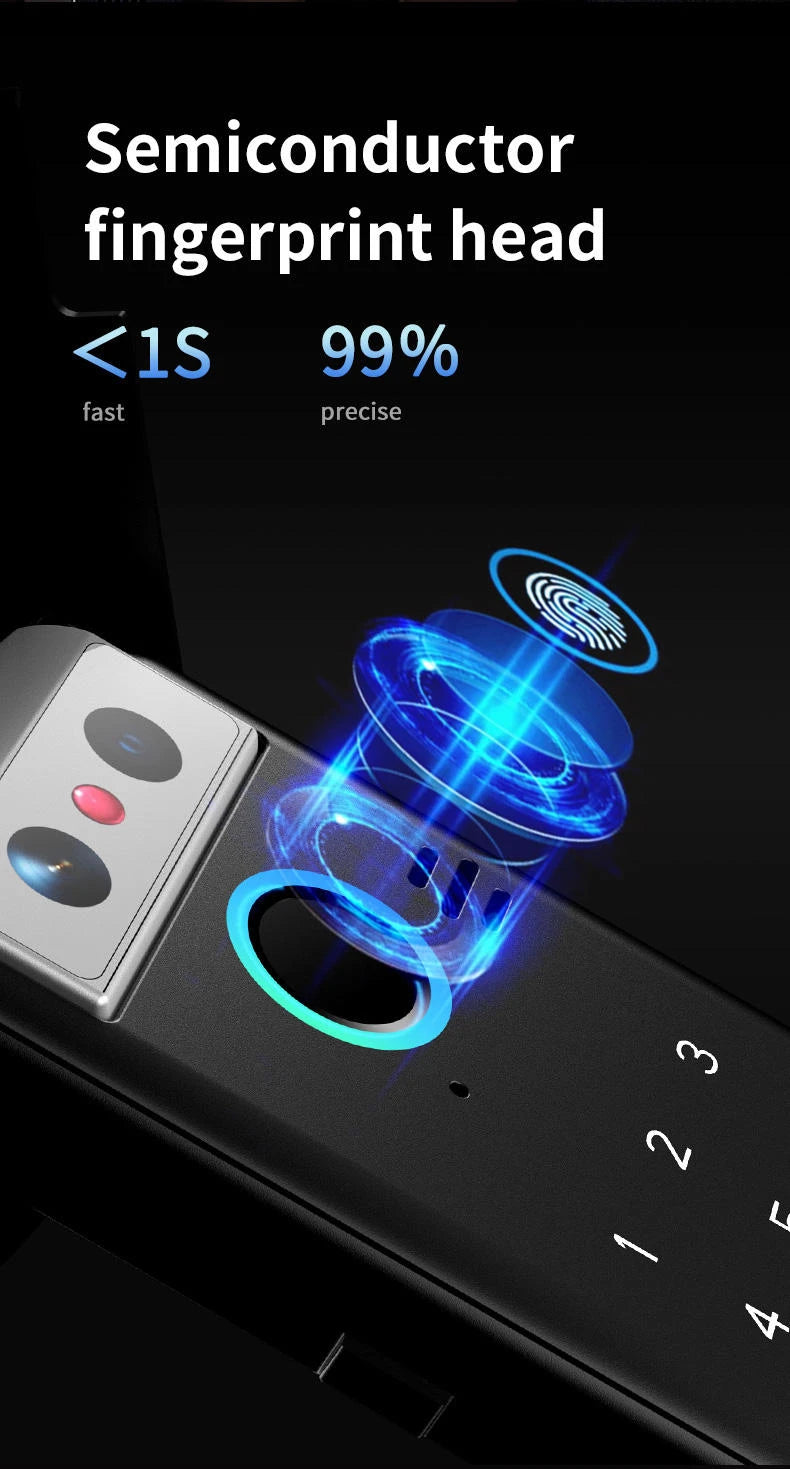 Camakt Outdoor Smart Rim Lock Keyless Wood Door Aluminum Fingerprint IC Card Unlocking Smartphone Controlled Smart Lock