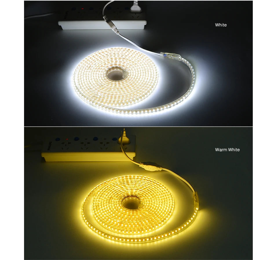 1-100M LED Tape AC220V LED 60-276LEDS With EU SMD 2835 5050 High Safety Brightness Flexible Strip Outdoor Waterproof Strip Light