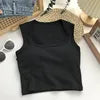 Women 2024 Summer With Chest Pad Square Collar Wide Shoulder Back Heart One Cup to Wear Sexy Inside Vest