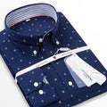 Men's Long Sleeve Thick Cotton Oxford Shirts with Front Pocket High Quality Smart Casual Stripe Plaid Button Down Dress Shirt