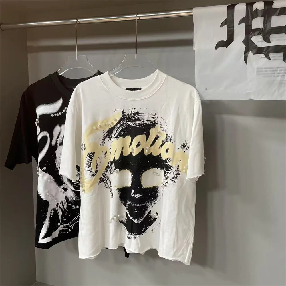American Fashion Brand MIXED EMOTION Cotton Short Sleeved T-shirt Short Top