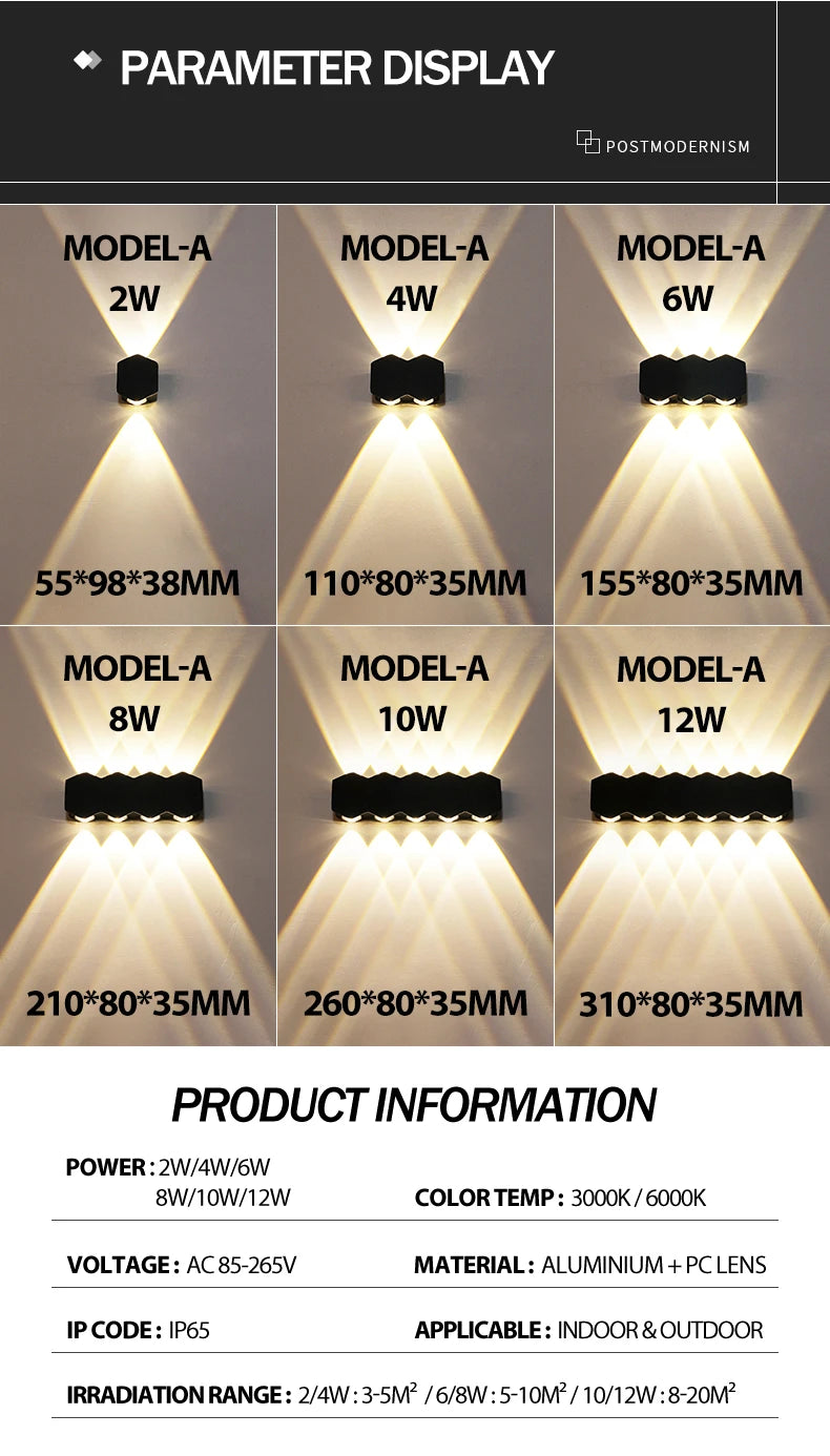 LED Wall Lamp Waterproof Outdoor Wall Light Porch/Garden/Bedroom Indoor Modern Nordic Sconce Luminaire 2 4 6W 8W 10W 12W 85-265V