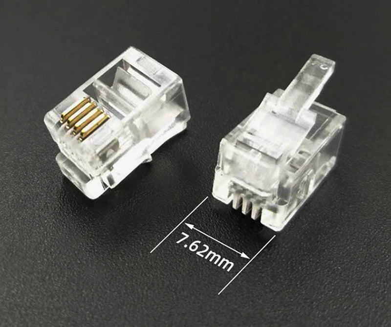 4P4C RJ9 Telephone Handset Connector 4-Core Audio Connector 4-wire Plug Gold-Plated Copper Chip Crystal Heads 50pcs 100pcs