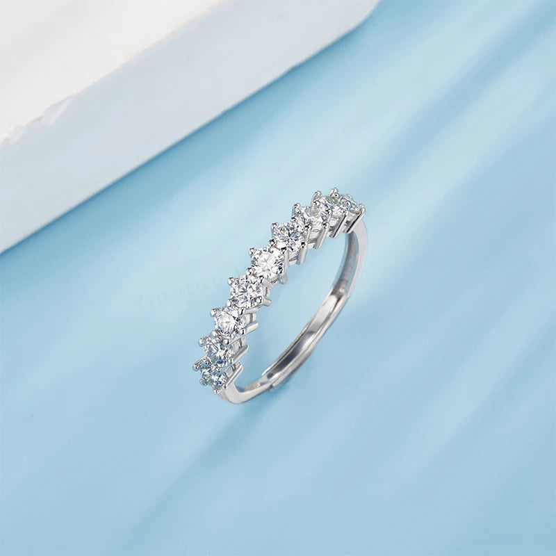 Yingtuo Cute Round Moissanite Engagement Rings Lab Diamond White Gold & 925 Sterling Silver 2g Wedding Promise Rings