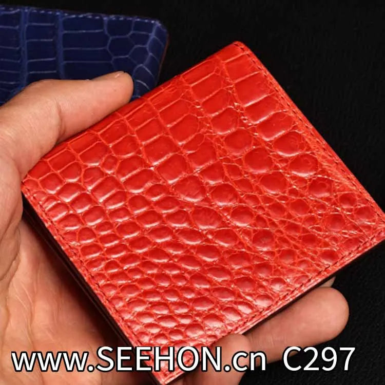 100% Croco Genuine Leather High Quality   Leather Product Genu Premium Premium Crocodile Material Purse