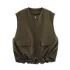 OUDINA Wholesale New Casual Zipper Green Suede Texture Effect Coat Windbreaker Bomber Varsity Jacket Women's Jackets