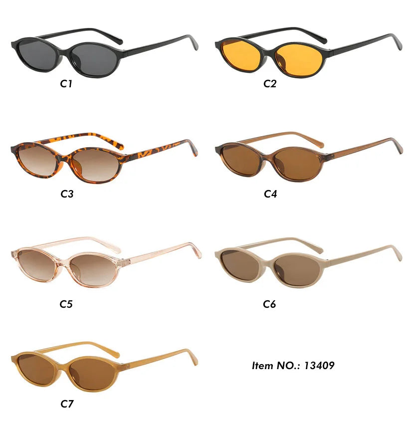 Superhot Eyewear 13409 Fashion 2024 Women Vintage Oval Cat Eye Narrow Travel Shades Sunglasses