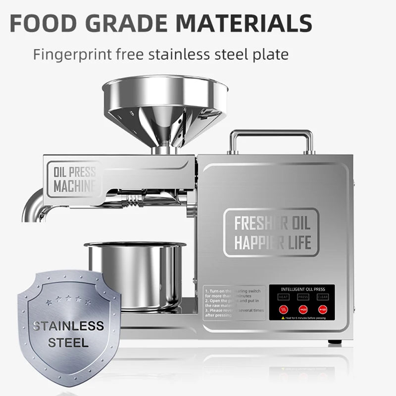 Small 110v Commercial Corn Coconut Palm Oil Extruder 220v Stainless Steel Peanut Sunflower Oil Extrusion Machine