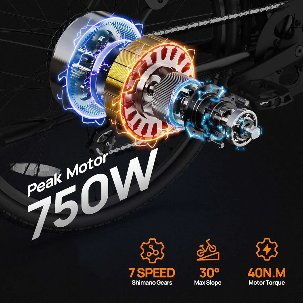 750W 36V13Ah 20MPH 40 Miles Electric Bicycle 26*1.95 Inch UL Certified Electric Bike Shopping  for Daily Grocery