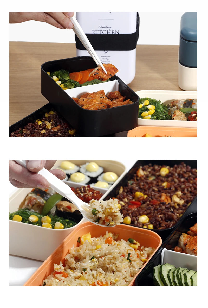Lunch Box Eco Friendly Food Container Bento Microwave Heated Lunch Box for Kids Health Food Box Lunchbox Meal Prep Containers
