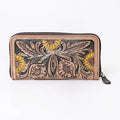 Luxury Hand Tooled Cowhide Leather Bifold Wallet for Women RFID Blocking Western Purse