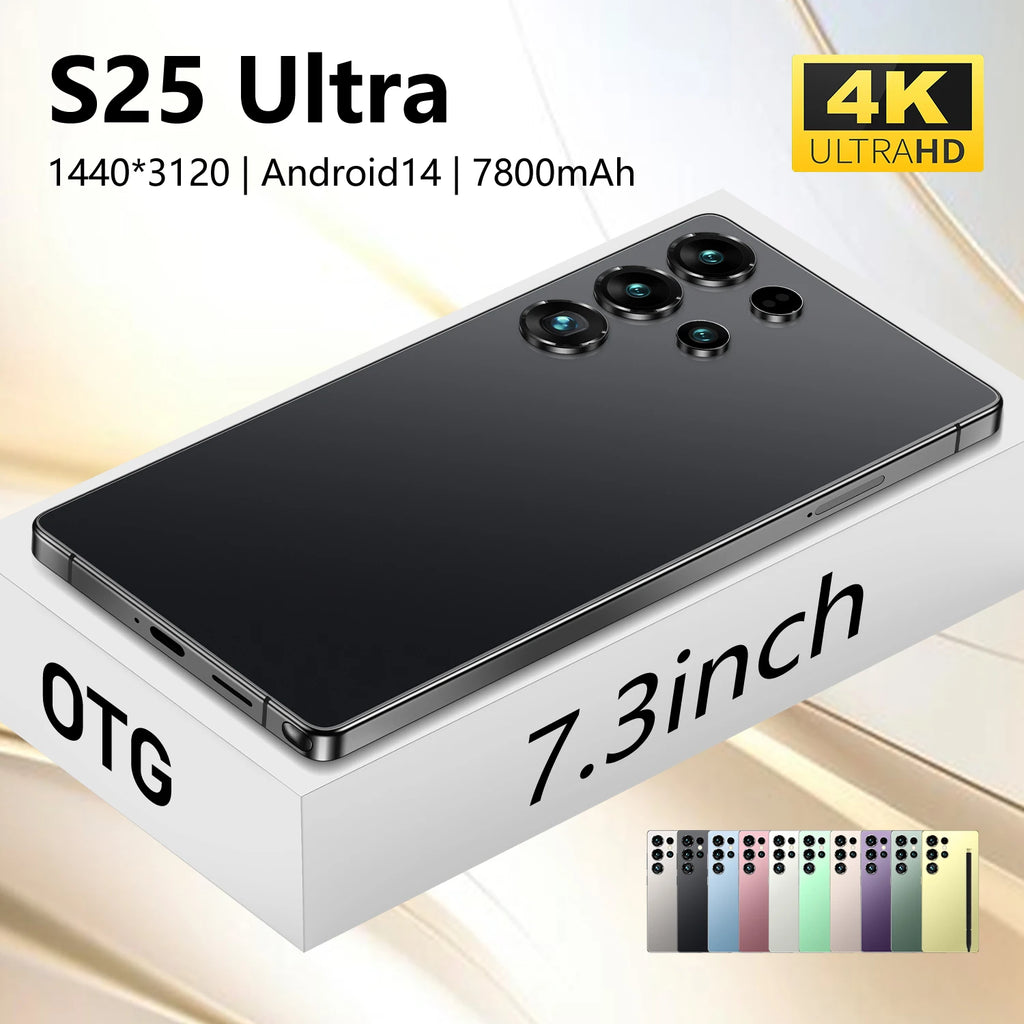 Hot Selling S25 Ultra Unlocked Cell Phone with Stylus Type-C 6.9 Inch 16GB+1TB Android Gaming 5G Mobile Phones Local US Stock
