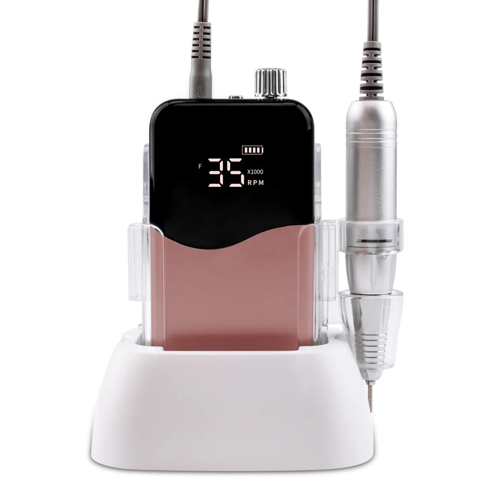 USA Market Popular Nail Beauty Art Strong Portable Mobile Smart Electric Hand Piece Carbon Brush Motor Nail Drill Machine