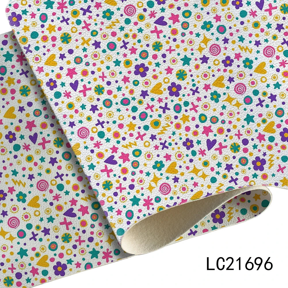 Easter Egg  Litchi Printed PU  Leather Faux Sheets Design  Festival Leather for Bags Hair Bow Shoes 30*136 cm