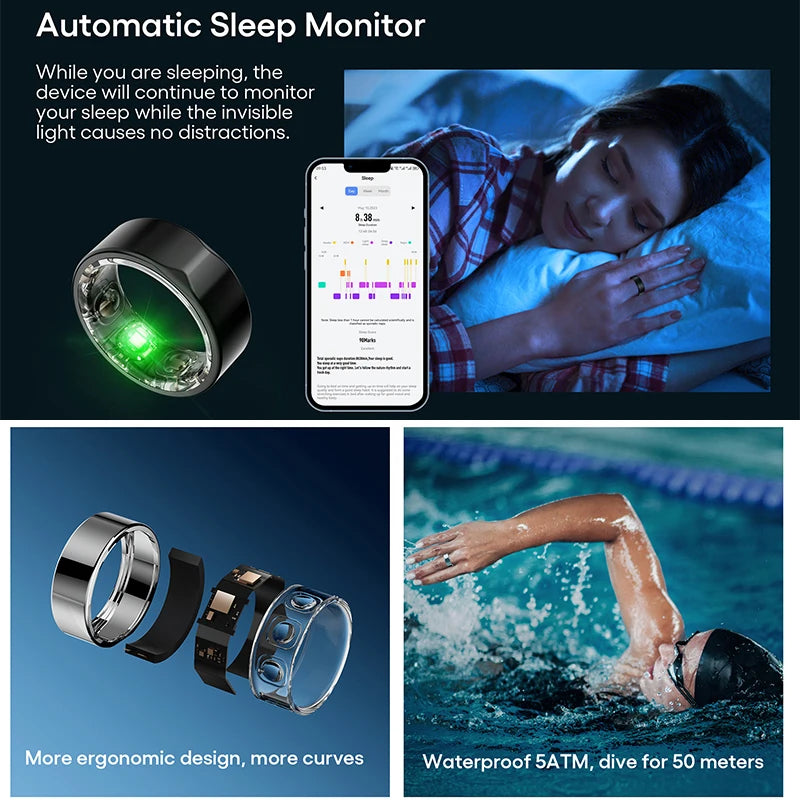 2301A Tungsten Smart Rings for Men Titanium Stylish Smart Health Ring Tracking Smartring Vibrating