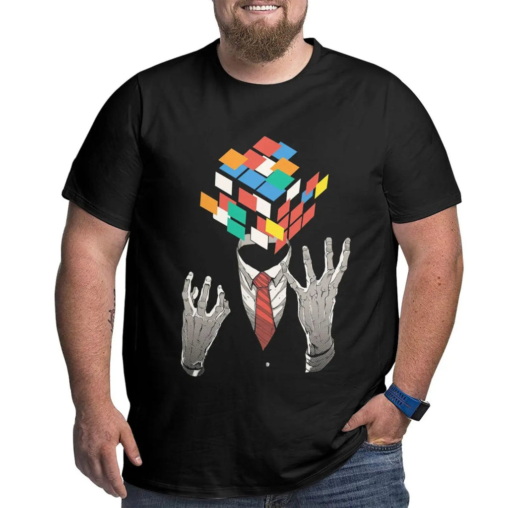 Unique Design Graphic Men T Shirts Plus Size Oversized Cotton T-shirts for Big Man Black Summer Short Sleeves Clothes Tops