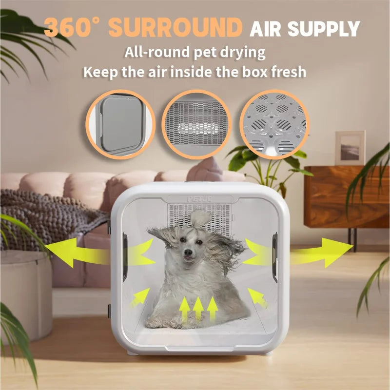 Automatic Luxury Pet Drying Box for Cats & Dogs Ultra Quiet 71L Plastic Smart Temperature Control 360-Degree Air Supply Stocked