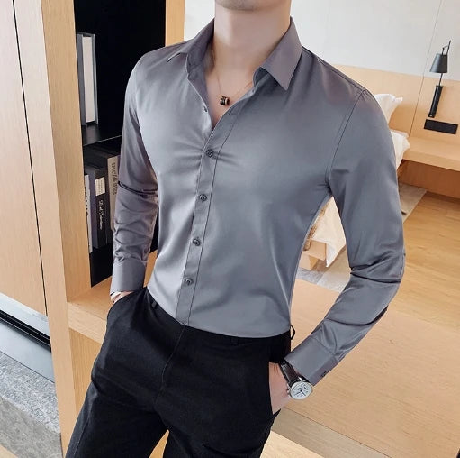 Liu Ming Hot Product 2024 Autumn Men s Clothes Casual Slim Social Party Long Sleeve Business Formal Shirt