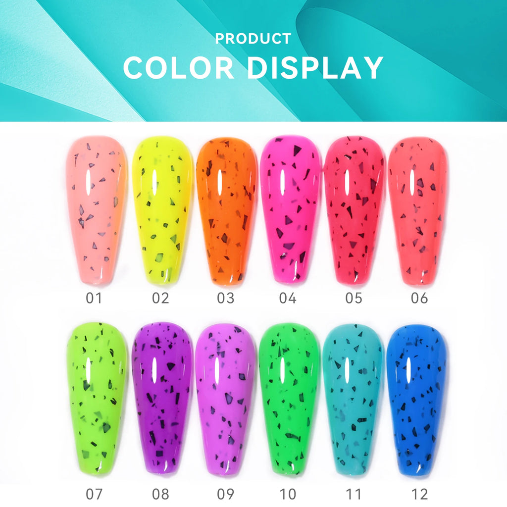 JTING High Quality Strong Glossy Matte Effects 12color Nail Art Neon Eggshell Gel Polish Set with Unique Jars OEM Private Label