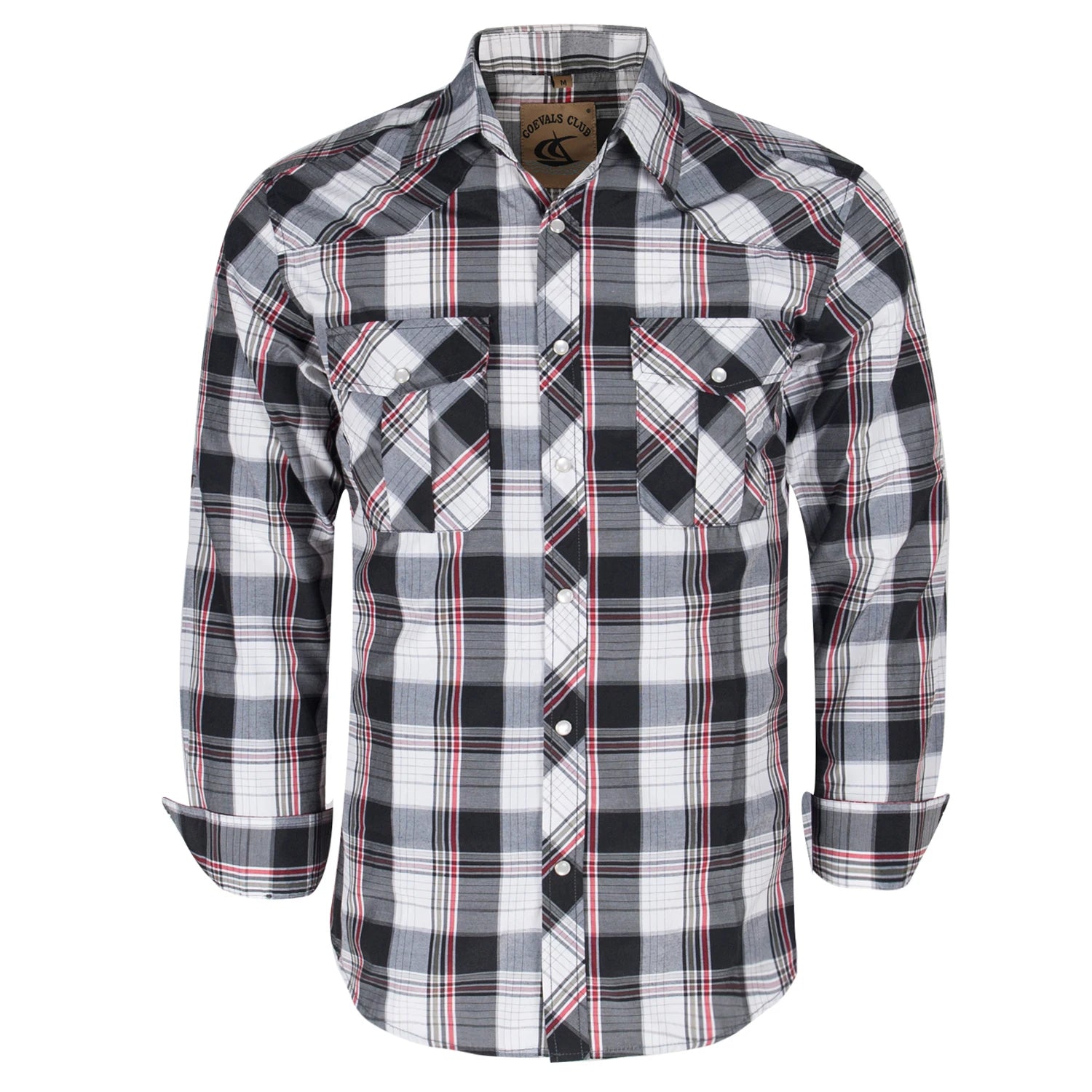 Men's Western Cowboy Long Sleeve Pearl Snap Casual Plaid Work Shirts
