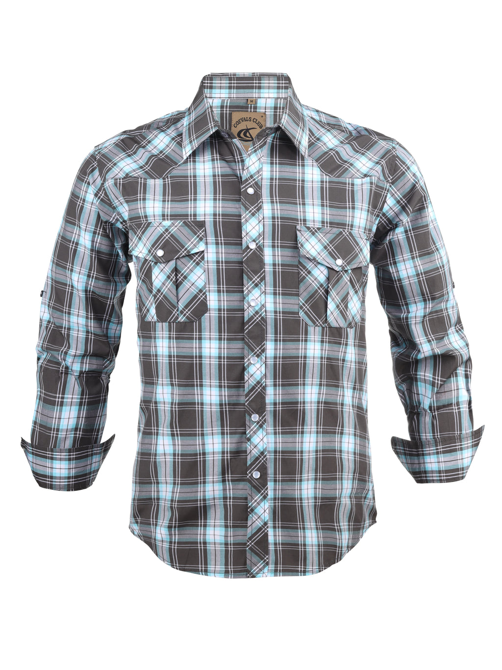 Men's Western Cowboy Long Sleeve Pearl Snap Casual Plaid Work Shirts