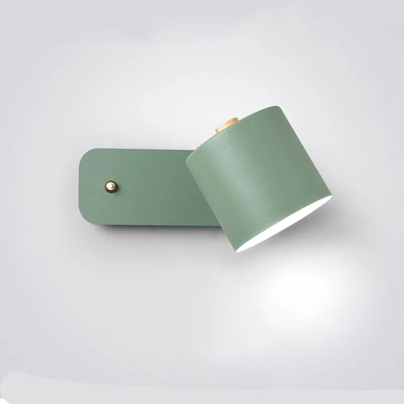 Modern LED Indoor Wall Lamps Rotation Adjustable Switch Wall Sconce With Knob Switch Stair Fixture Hallway Green LED Wall Light