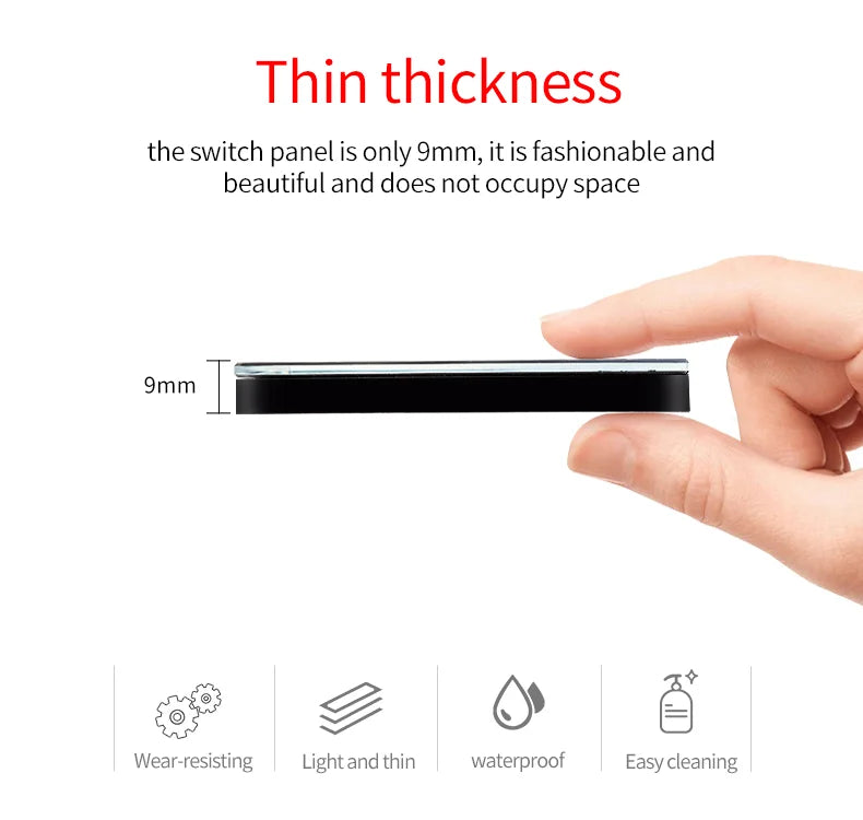 Wall Touch Switch AC100-240V EU Sensor Lamp Light Switches Tempered Crystal Glass Panel LED Power 1/2/3 Gang Interruttore