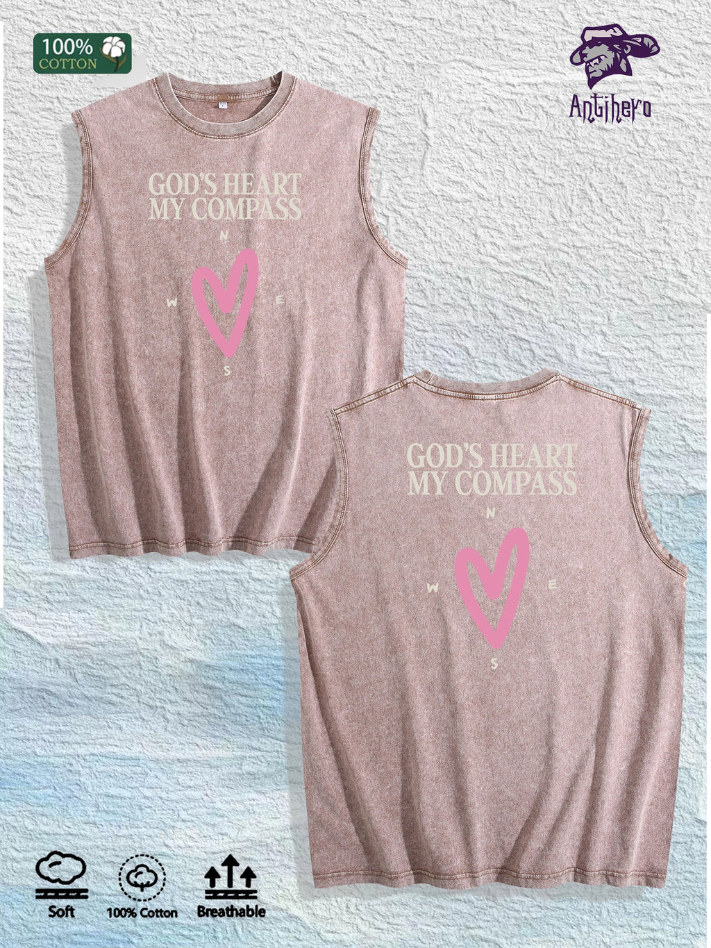 GOD IS GOOD ALL the TIME Printed Washed Vest US Local Warehouse 3 Colors Cotton Breathable Trendy Top