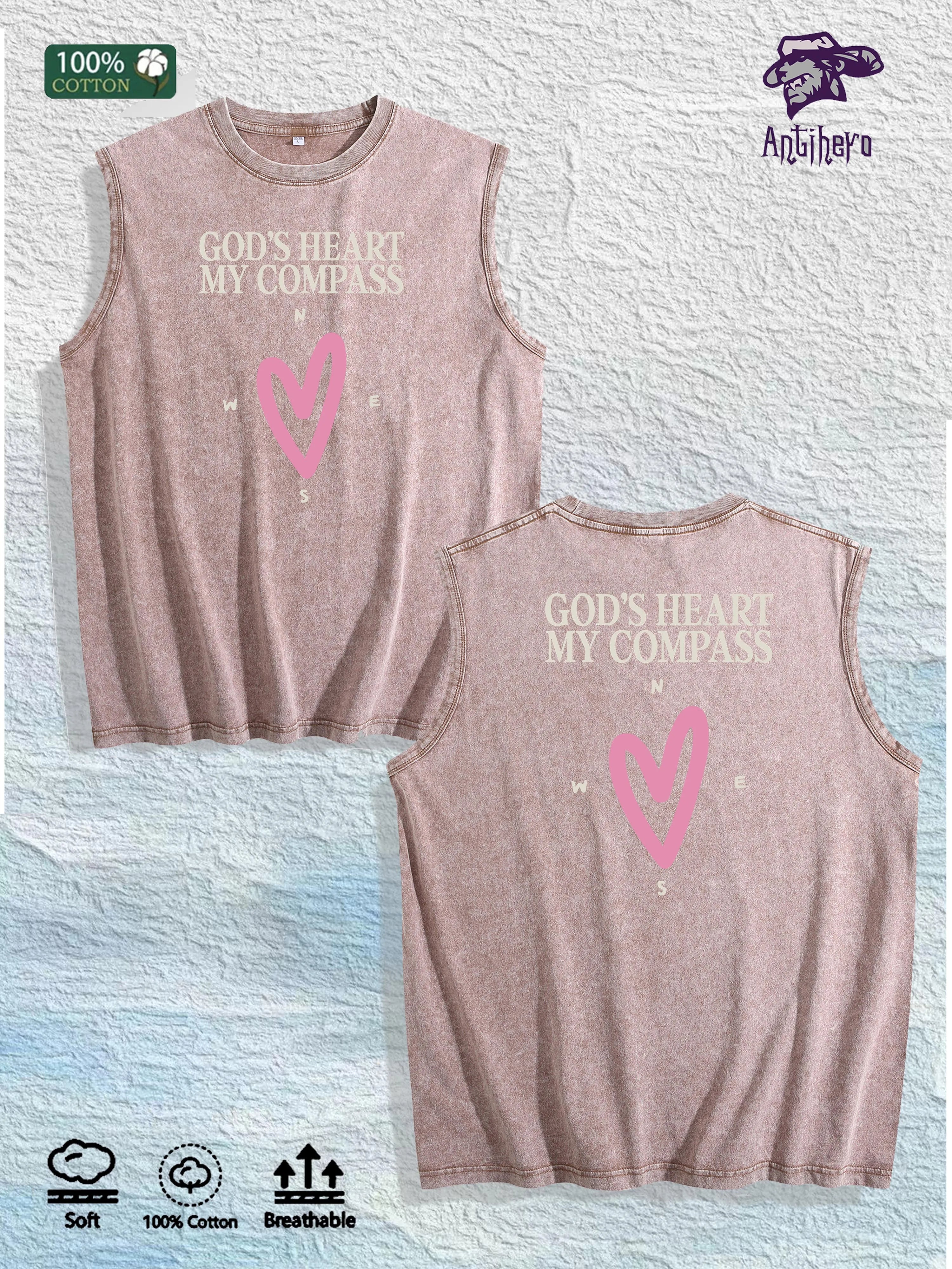 GOD IS GOOD ALL the TIME Printed Washed Vest US Local Warehouse 3 Colors Cotton Breathable Trendy Top