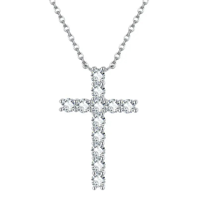 GRA Certified Cross Moissanite Necklace S925 Sterling Silver Unisex Hip Hop Street Fashion Neckwear