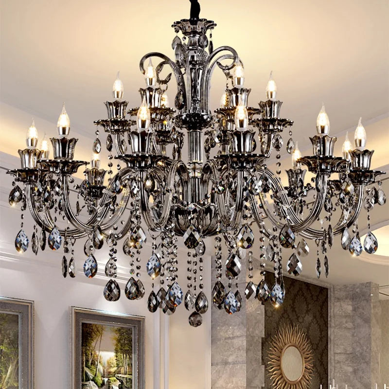 Modern Candle Crystal Lamp Living Room Large Crystal Chandelier Lighting Modern Atmosphere Restaurant Bedroom Hanging Lamps