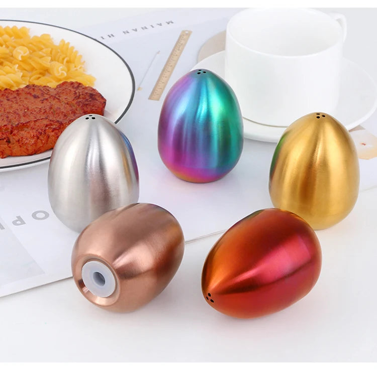 Gold Egg shape Spice Jar Set Stainless Steel Spice Tins Spice Storage Container kitchen Seasoning Sprays Tools Pepper Shakers