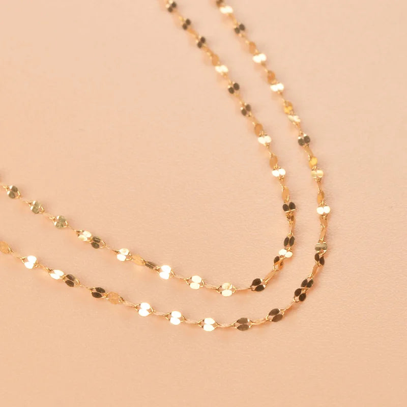 NYMPH Real 18K Yellow Gold Necklace 18-inch Pure AU750 Pendant Chain For Women Fine Wedding Jewelry X320