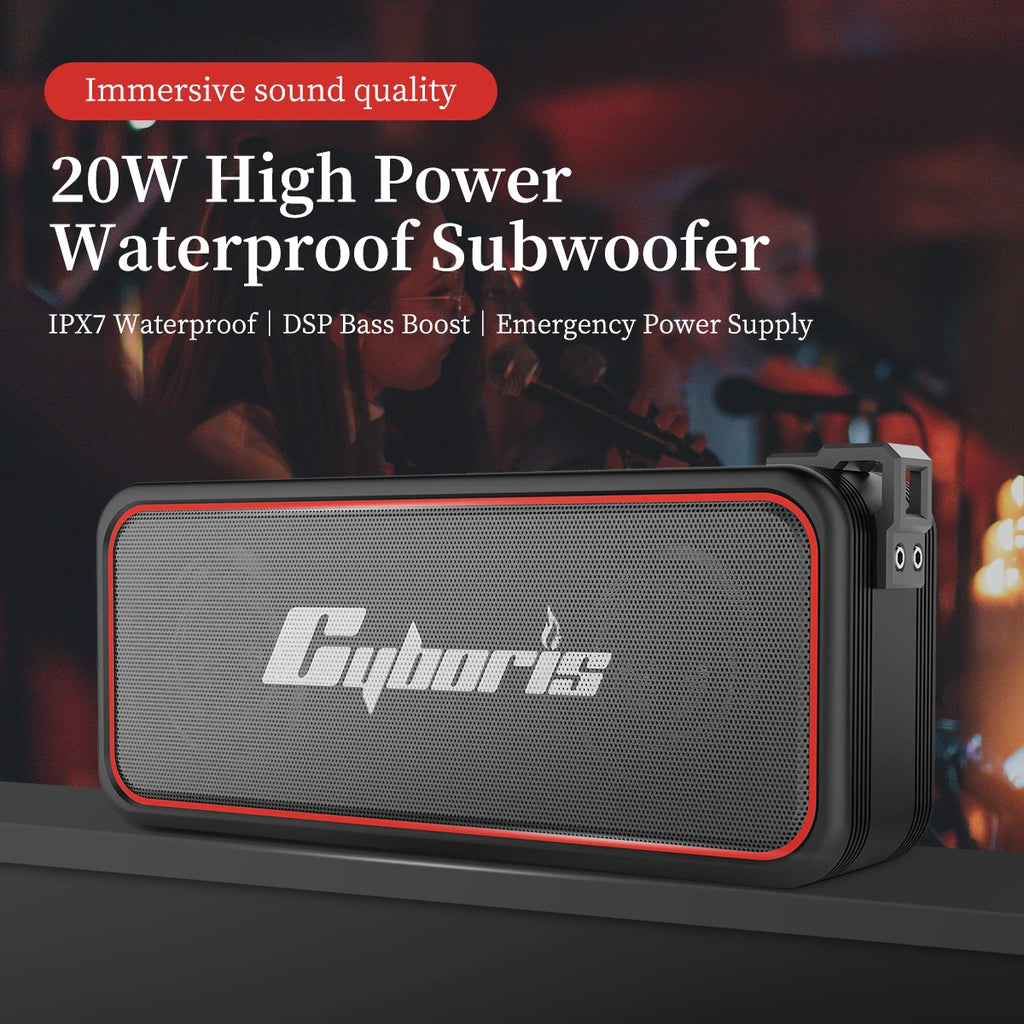 X7 Powerful 20W BT Speaker IPX7 Waterproof 24 Hours Battery Portable Indoor/Outdoor Deep Bass Wireless Speakers with Mic