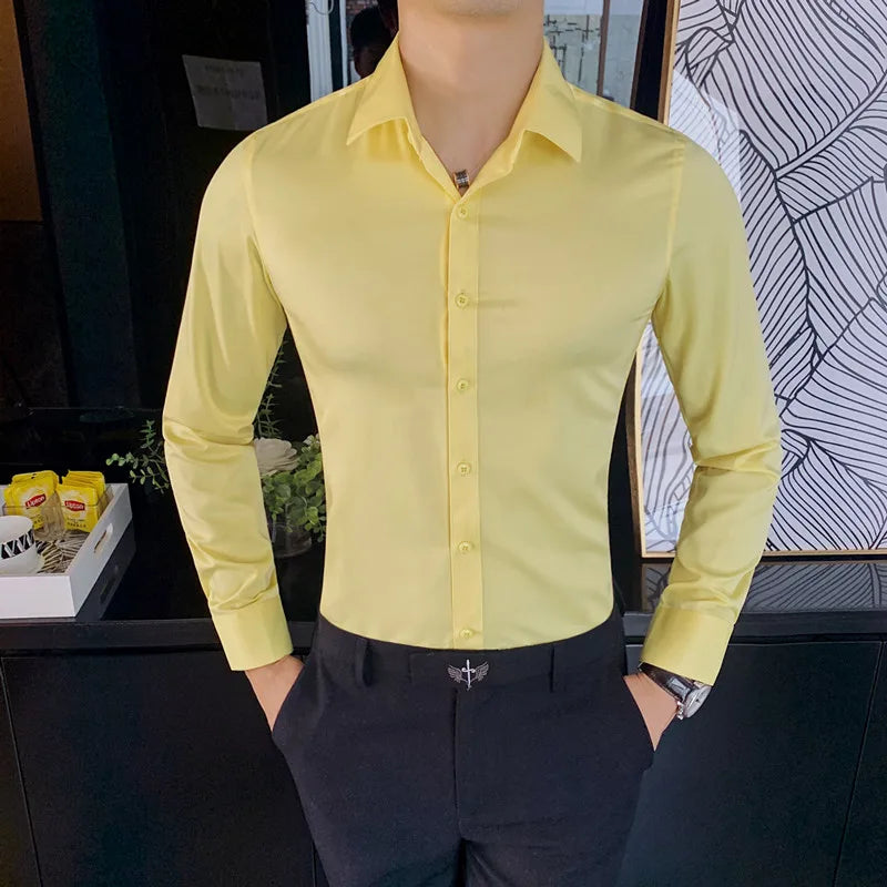 Camisas De Hombre Long Sleeve Shirts For Men Clothing 2026 Business Formal Wear Camisa Social Masculina Slim Fit Chemise Homme
