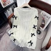 Boutique Wholesale 2025 Spring New Fashionable Hollow Horn Sleeve Bow Loose Women's Sweater