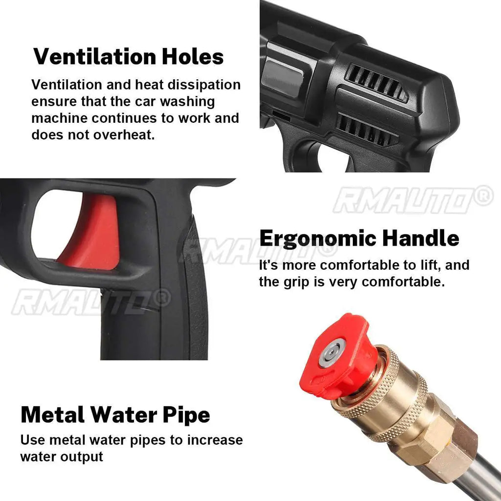 2000mAh Cordless High Pressure Washer Spray Water Gun Car Wash Pressure Water Nozzle Cleaning Machine for Makit 18V Battery