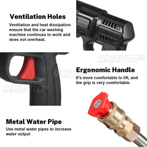 2000mAh Cordless High Pressure Washer Spray Water Gun Car Wash Pressure Water Nozzle Cleaning Machine for Makit 18V Battery