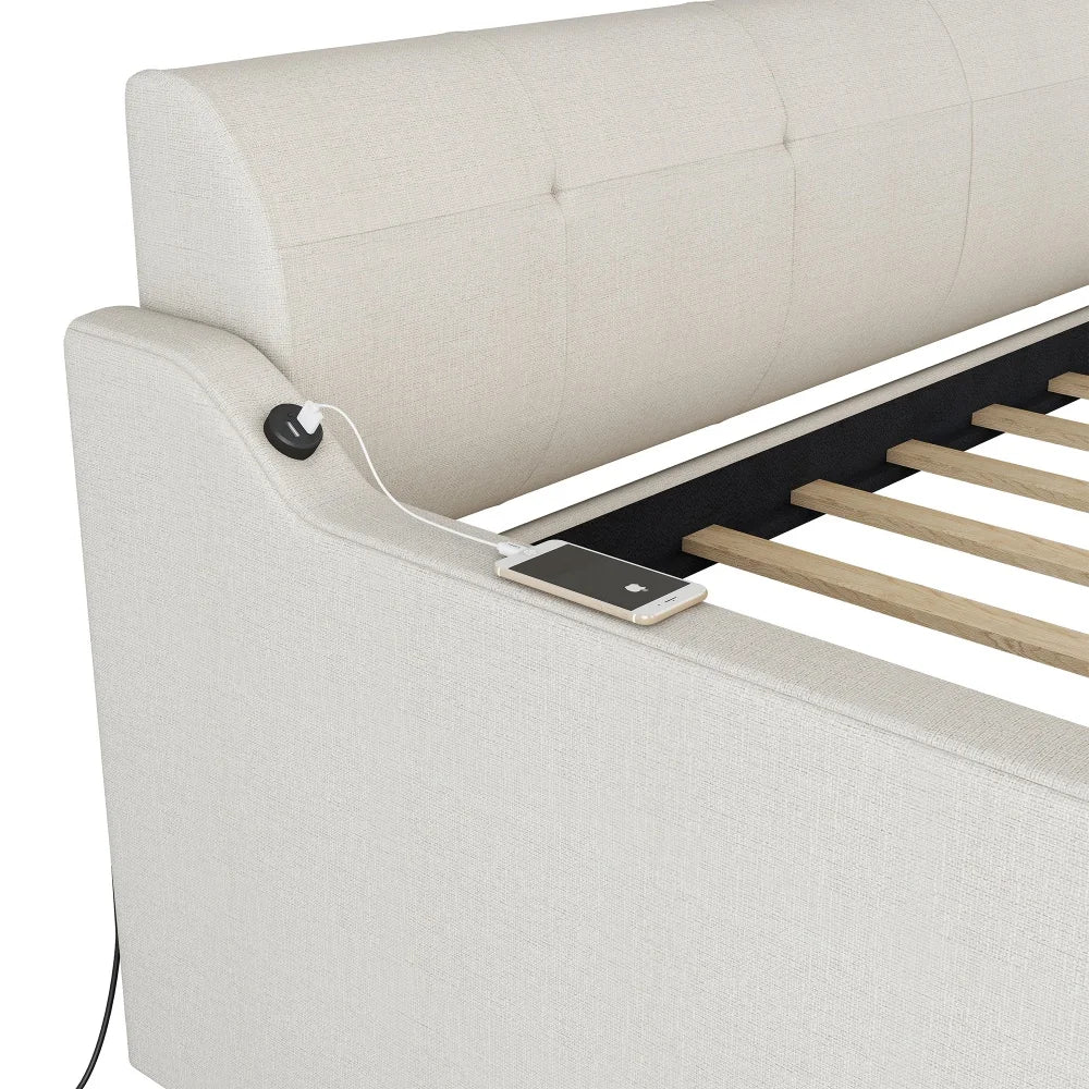 Modern Single Daybed Sofa Bed Twin Size Upholstery Daybed With USB Charging Design