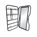 PARISLOFT Foldable Jewelry Holder With Mirror Black Metal Organizer For Necklaces Bracelets Earrings Rings Table Top Display