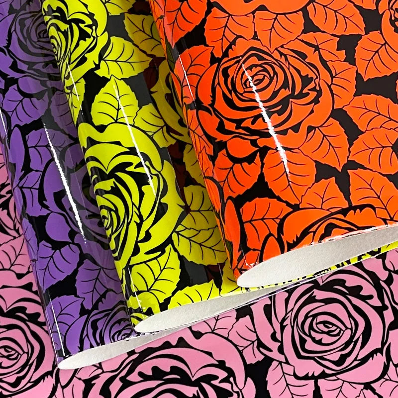 9PCS Rose Pattern Artificial Leather Set 8.2 "x11.8" A4 Can Be Used for DIY Making Jewelry, Bags, Hair Accessories, Earrings