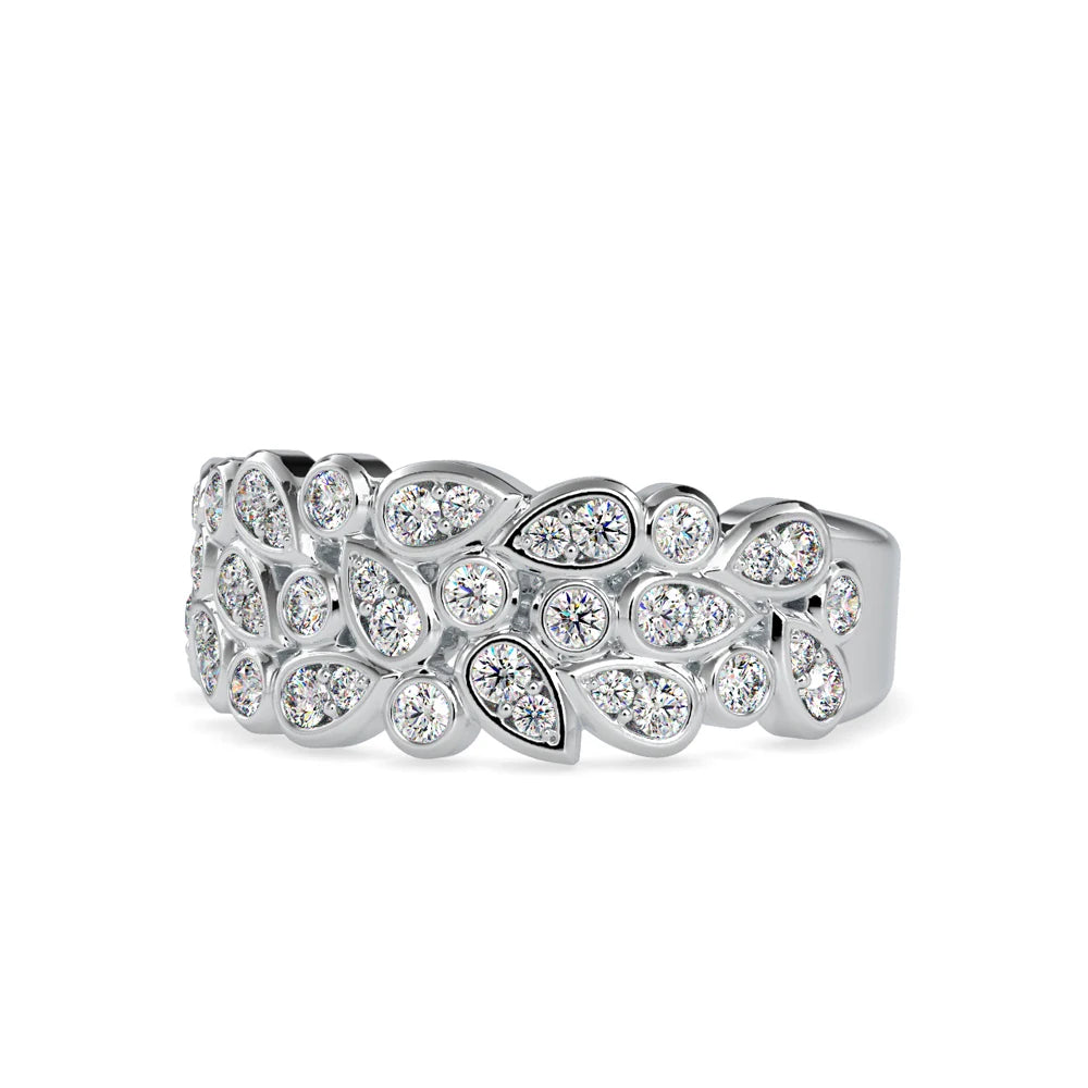 Premium Price Women's Round Engagement Ring 40 Lab Grown Side Stones VS-VVS Clarity Certified Silver Plated Fancy Band Jewelry