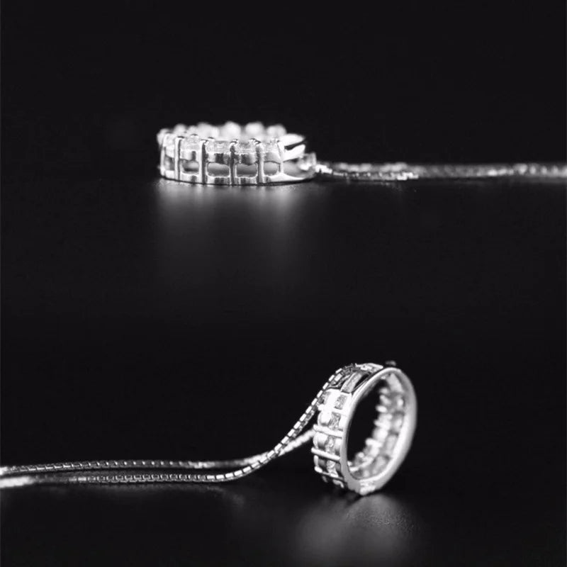 Minimalist Copper Lovers Hollow Circle Pendant Necklace for Women Engagement Short Collarbone Link Chain Fashion Jewelry