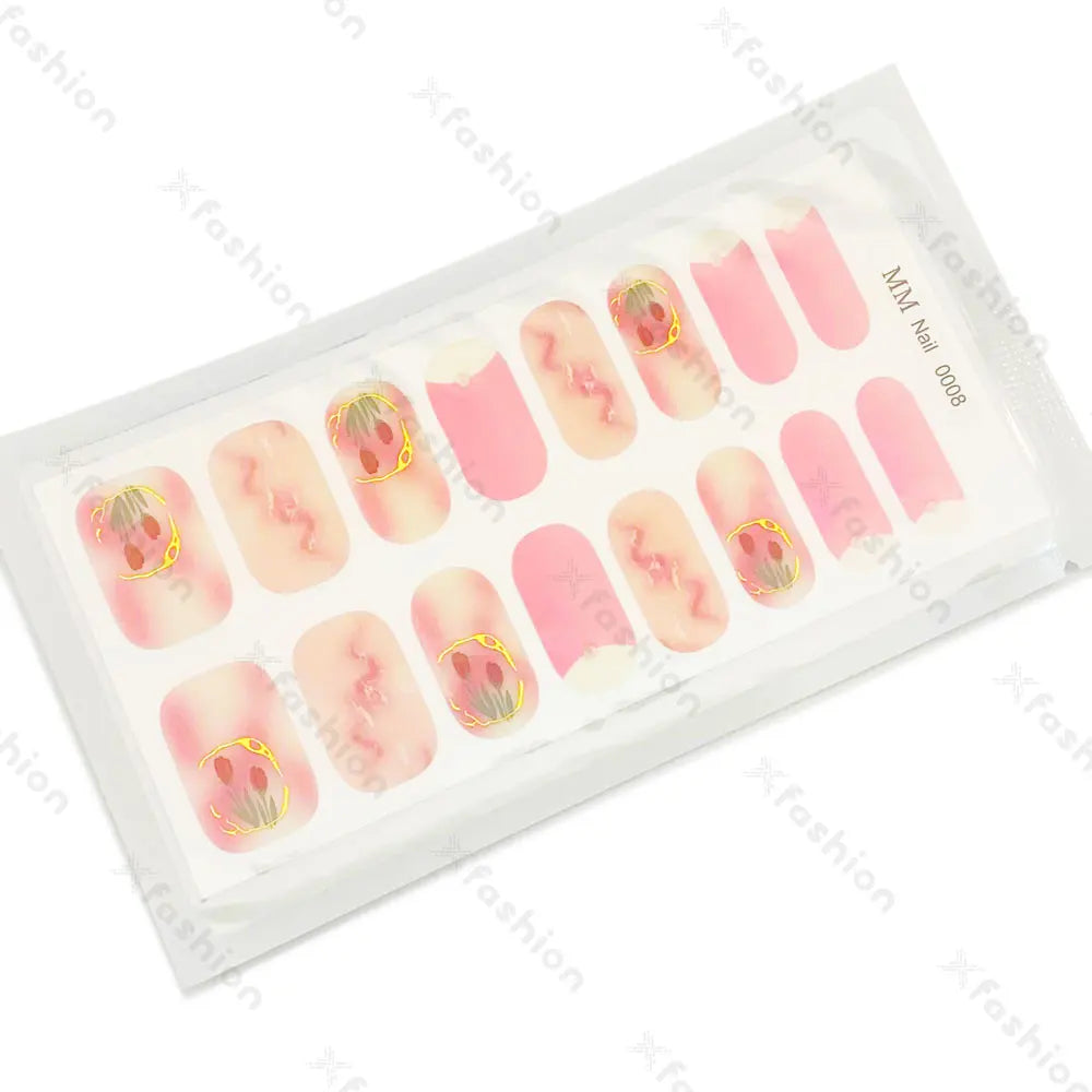 Hot Sale 16 Tips Solid Color Semi-Cured Gel Nail Stickers UV Light Durable Waterproof Long-Lasting Gel Nail Stickers Wholesale
