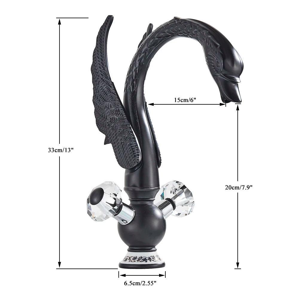 Luxury Gold Swan Basin Faucet Deck Mounted Bathroom Faucet Hot and Cold Water Mixer Tap Bath Water Faucet Basin Sink Taps